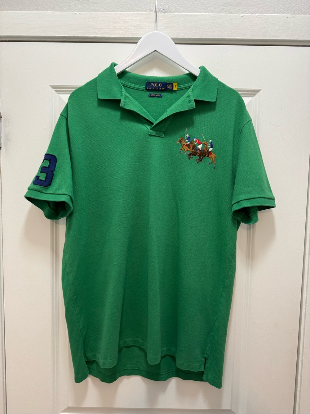 Polo Ralph Lauren Custom Slim Fit Triple Pony Embroidered Polo Shirt